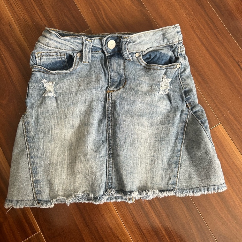 Denim Distressed Skirt